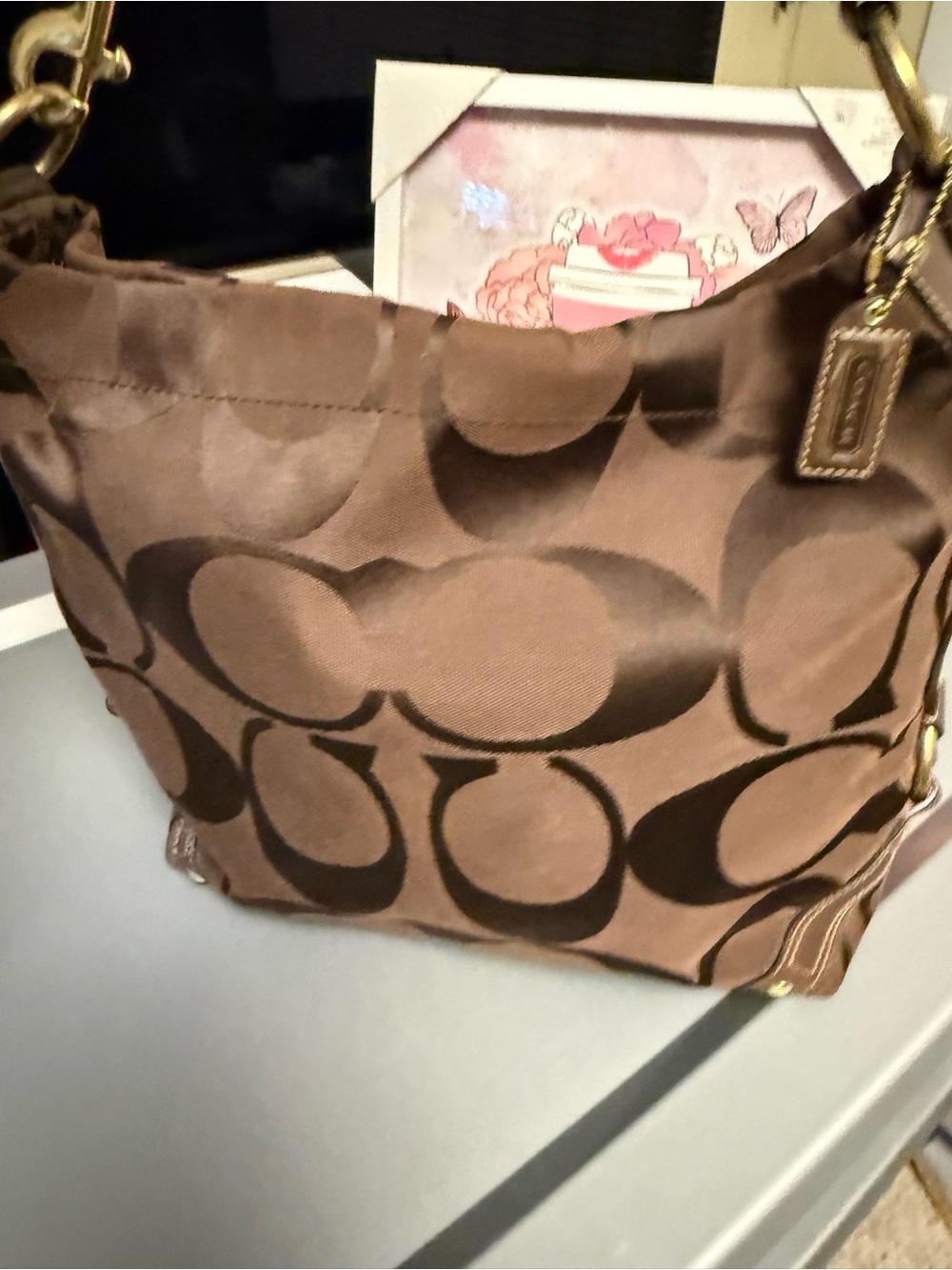 Coach Carly Signature Jacquard Hobo Bag – Chocolate Brown